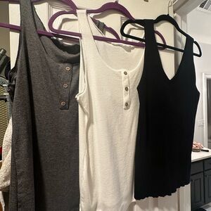 Set of Women's SHEIN Tank Tops - Black, White, Gray